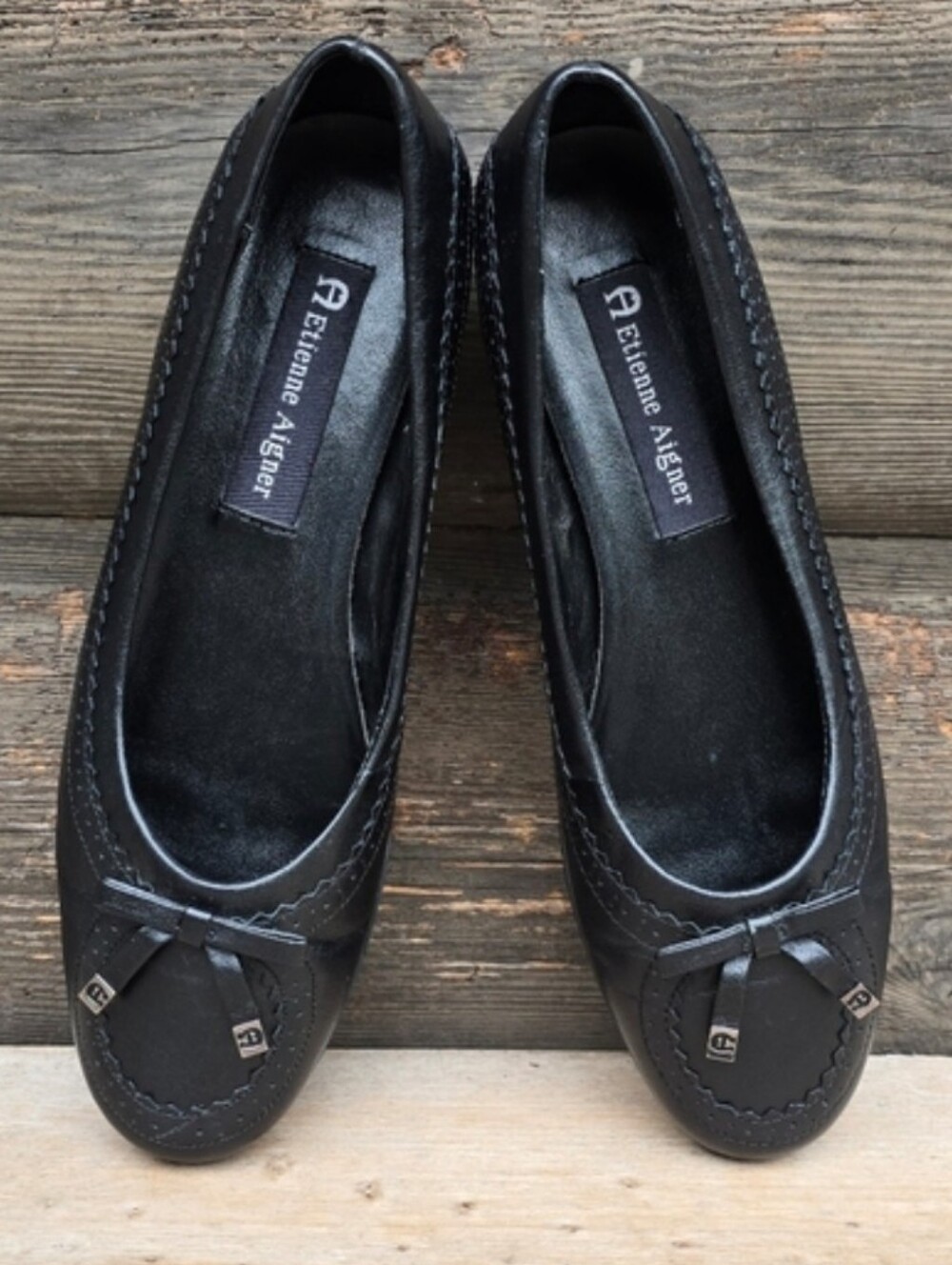 Etienne Aigner Darlene 90's Preppy Minimalist Leather Mock Toe Flats 6.5W